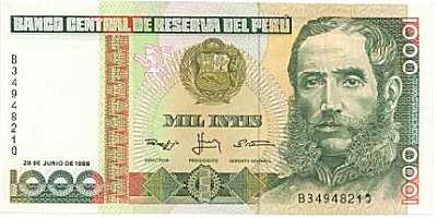 PERU (1988)1000 Intis (face)